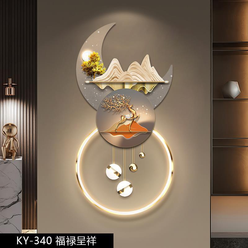 发光鹿 玄关装饰画轻奢led灯福客厅入户走廊挂画墙面立体壁饰靠山图片