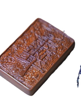 枣木吊坠紫薇讳牌挂件精雕木牌挂件镶嵌山钱枣木原木吊坠纯手工