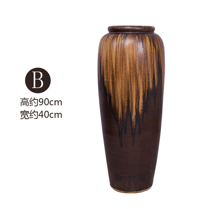 新中式陶瓷落地陶罐花瓶橱窗摆件会所样板房别墅客工艺品花盆大号
