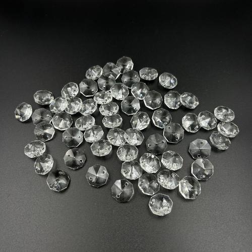 批发14mm水晶八角珠灯饰珠帘婚庆材料散珠手工配件diy饰品配件盒