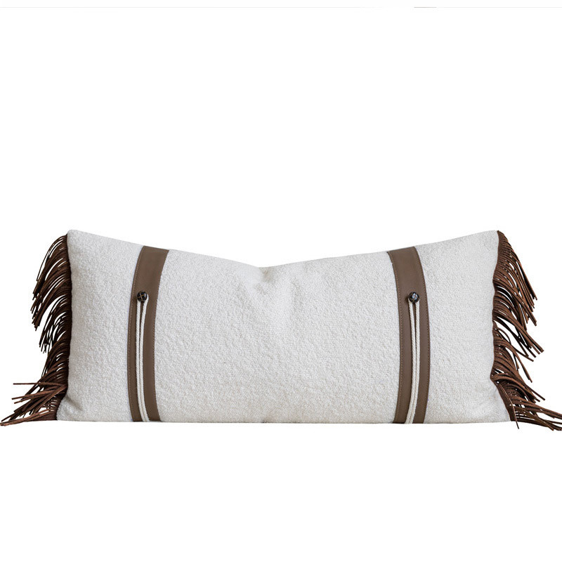 现代轻奢仿牛皮棕色抱枕九宫格靠枕腰枕靠垫酒店侘寂风长客厅沙发