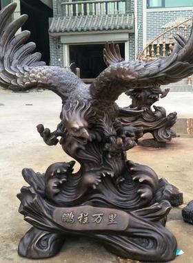 热销纯铜鹰大鹏展翅动物飞禽落地雕塑大型工艺品景观广场建筑楼前