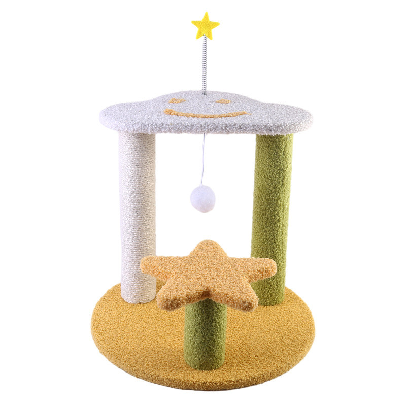 现货星星猫爬架三层猫跳台剑麻猫跳台猫窝跳台一体式宠物用品