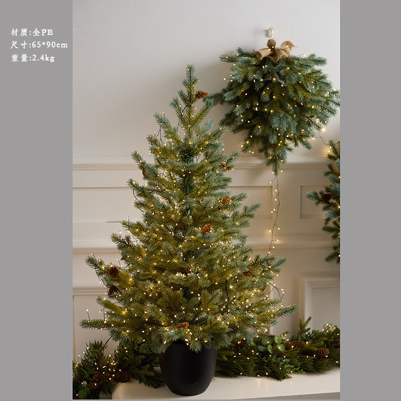 新品全pe倒挂圣诞树冷杉树花环桌面树壁门挂橱窗场景布置道具