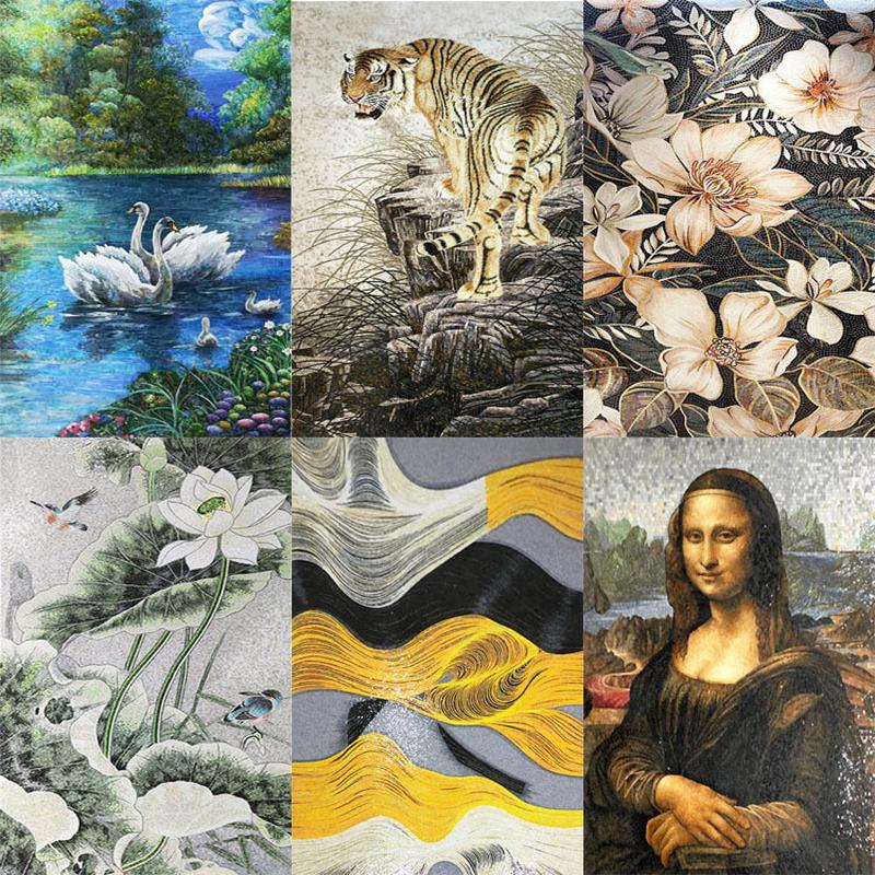 定制马赛克手工剪画卧室客厅电视背景墙挂画玄关走廊装饰浴室拼图图片