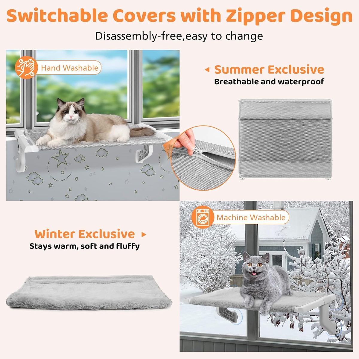 猫吊床猫窝窗台窗户床边晒太阳吸盘挂床阳台玻璃宠物床用品猫挂床