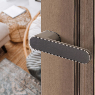 锌合金生态门锁磁吸锁门室内卧室房间门锁一字静音隐藏钥匙门把手