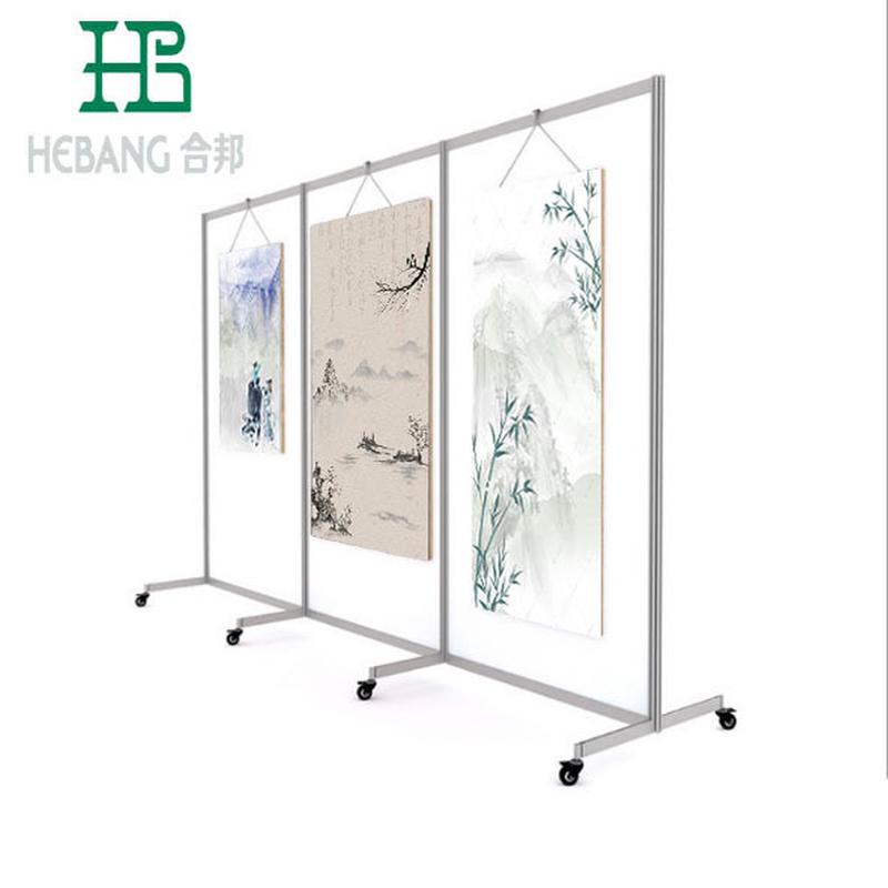 合邦厂家可移动书画展板铝合金户外美术字画书画八棱柱作品展展架