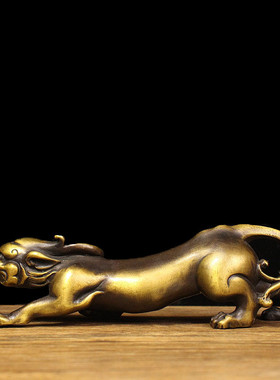 仿古黄铜家居螭龙摆件铜龙貔貅工艺品铜客厅桌面装饰摆设