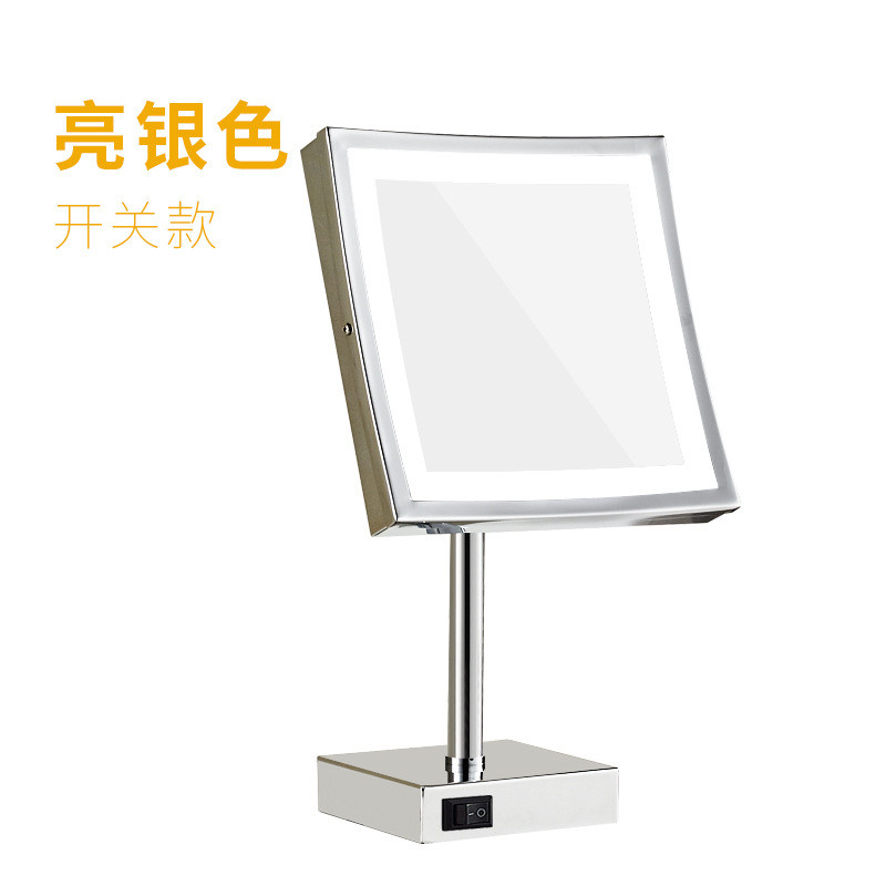 欧式化妆镜补桌面台式梳妆镜带灯led光镜子3倍5倍放大方形美容镜