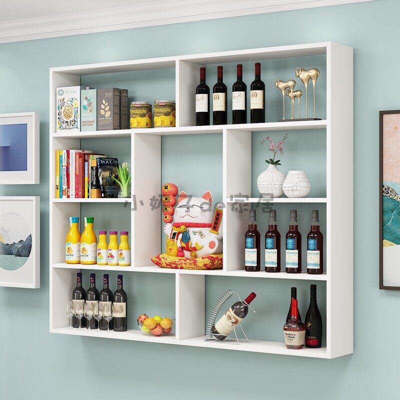 实木挂墙书架书柜酒架壁挂式墙上置物架吊柜简约餐厅酒柜创意新款