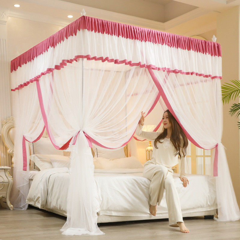 宫廷帐纱蚊帐公主开门加高顶加密落地式三蚊帐防尘家用