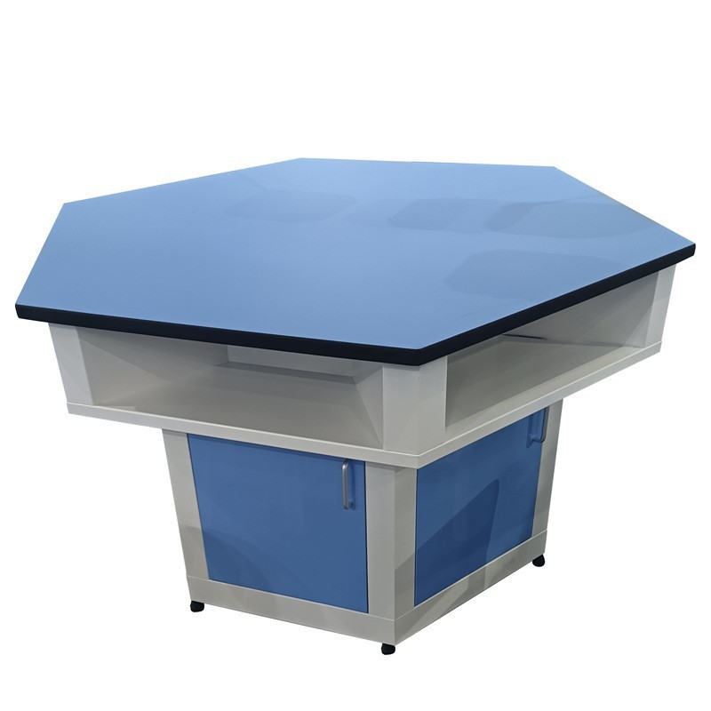 六边桌中小学生教室科学实践探究创客实验室六角桌理化生全塑课桌