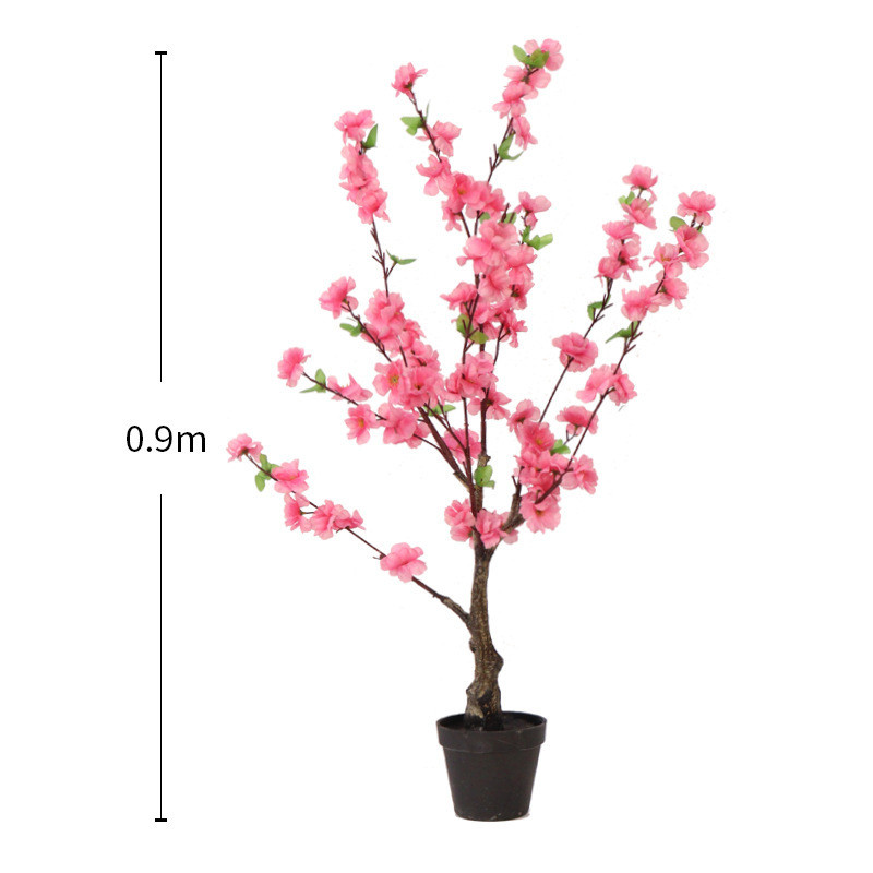仿真桃花植物盆栽客厅摆设装饰桃树落地花室内树假塑料假树景观树