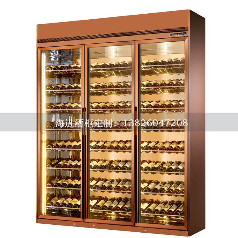 商用定制恒温酒窖玻璃红酒展示柜私人酒店高端定制不锈钢酒柜酒柜