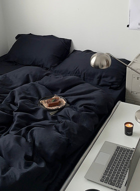 5zv7批发柏林之夜/小美式轻奢黑色凉赛尔天丝床单四件套莱感纤维