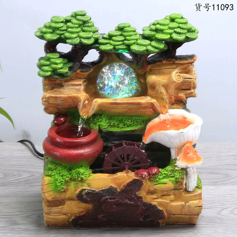 创意新款小型流水室内树脂工艺品家居假山喷泉桌面摆件微景观装饰
