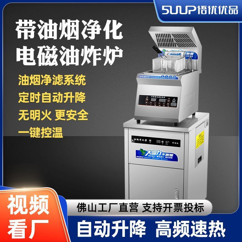 商用电炸炉油烟净化油炸锅自动升降电炸锅单双缸立式大容量油炸炉