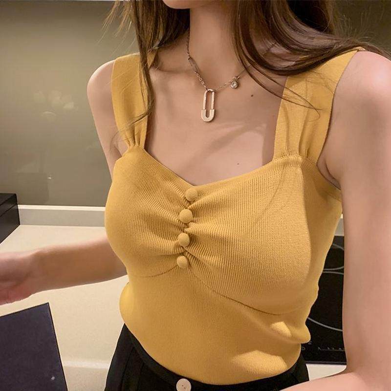 68小众高货夏季时尚冰丝针织吊带背心女2025外穿无袖性感上衣修身