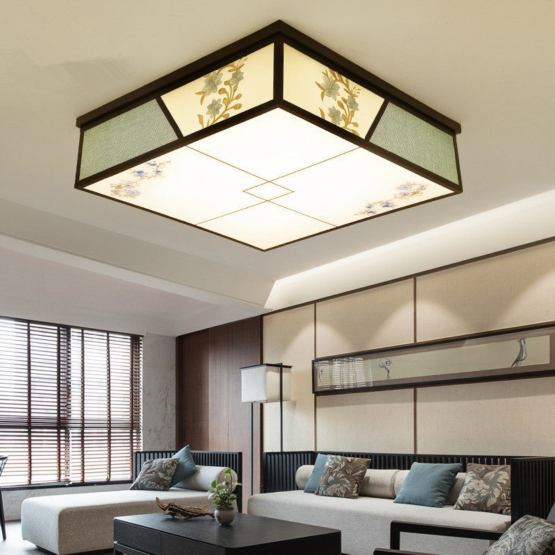 包邮新中式led吸顶灯卧室布艺客厅刺绣圆形中国风餐厅长方形灯具,家装灯饰光源,客厅吸顶灯,淘宝优惠券,粉丝福利购,淘宝优惠卷