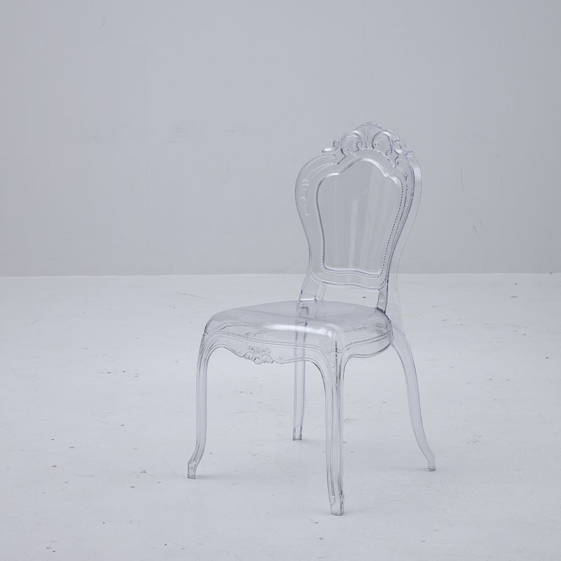 酒店圆背透明椅子简约现代婚庆宴会椅一体靠背透明水晶椅子