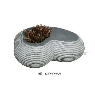 绿植创意条纹家居座椅商场园林落地沙发户外厂家玻璃钢花盆摆件