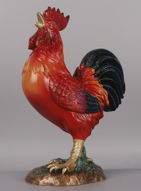 彩绘铜记铜鸡铜鸡生肖鸡铜杨鸡铜工艺品摆件