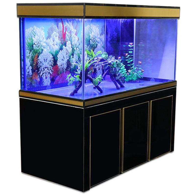 厂家直销鱼缸批发订货龙鱼缸铝合金边办公室生态鱼缸公司大型家用