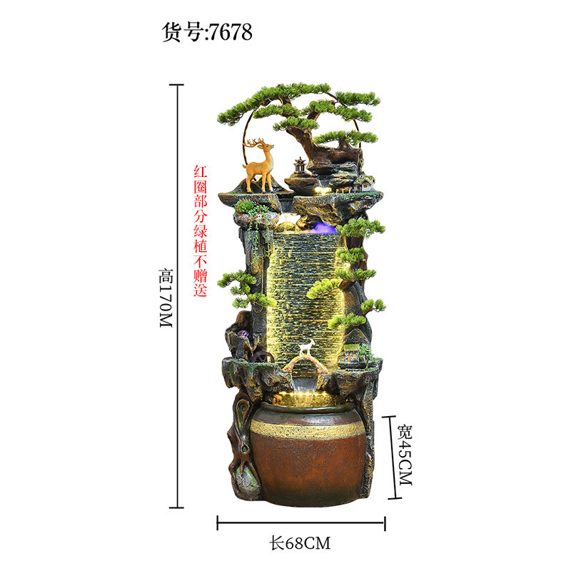 中式假山流水喷泉客厅摆件室内水景装饰酒店开业养鱼池落地加湿器