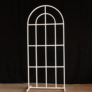 新款婚庆森系婚礼户外田园屏风花田喜事形网格弧形拱门铁艺路引