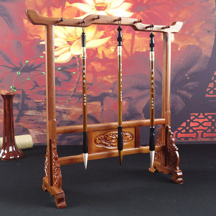 红木毛笔架笔挂简约复古实木鸡翅木笔架毛笔架毛笔挂文房四宝礼品