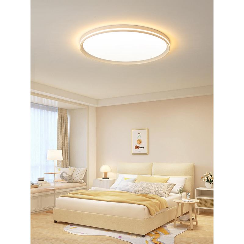 卧室灯北欧睡房灯具现代简约极简白色主卧圆形房间吸顶灯