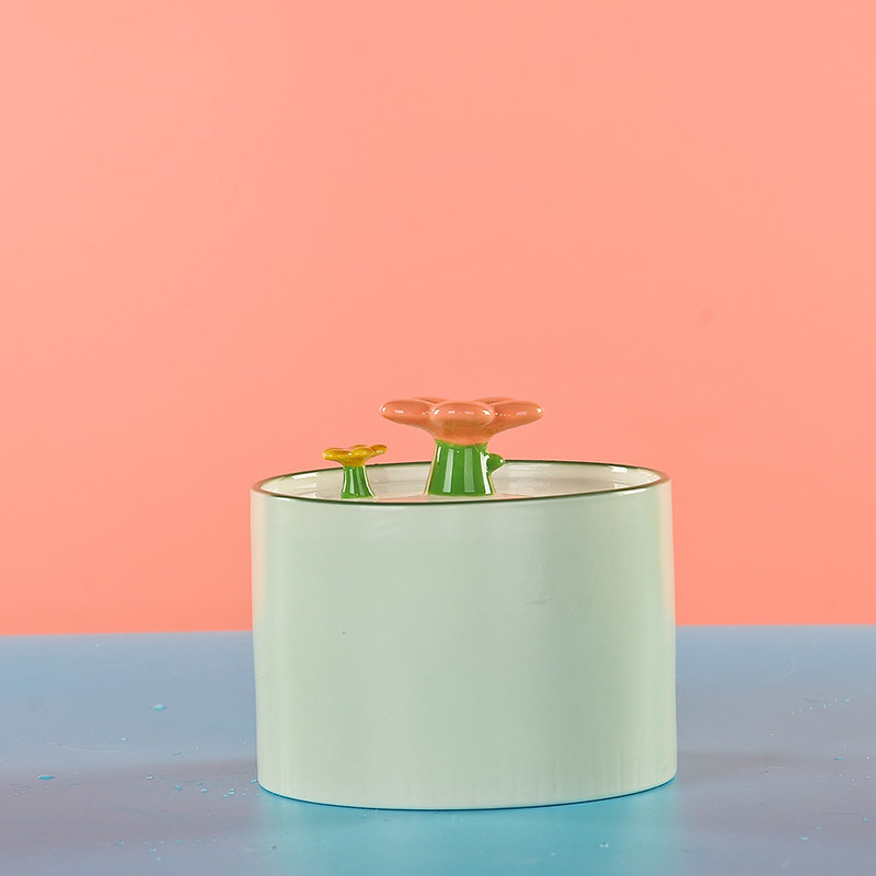 陶瓷创意小花猫咪饮水机小型碗流动流水盆猫喂食器喂水宠物自动