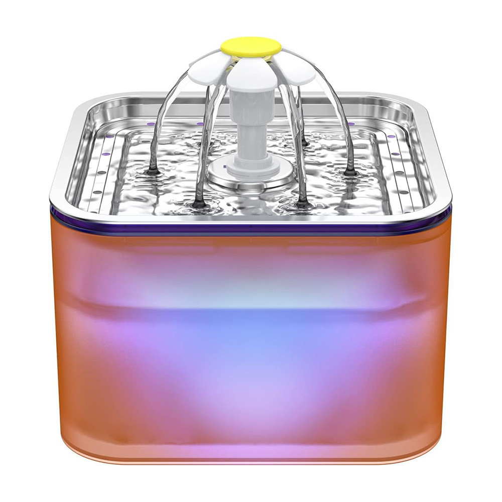 中性宠物饮水机炫彩不锈钢3l带led灯多重喂水器猫咪过滤活水