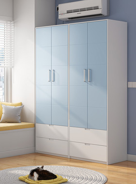 衣柜家用小户型90宽70宽cm现代简约经济小型蓝色粉色儿童拉门衣橱