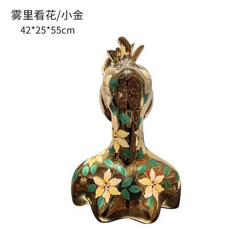 样板房抽象人物雕塑花季少女摆件创意现代客厅玄关大型树脂装饰品