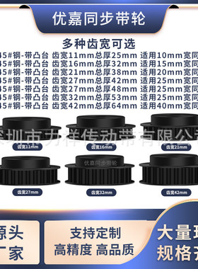 同步带轮5m48齿钢黑齿宽11/16型孔内8101214222425齿形带同步轮5m