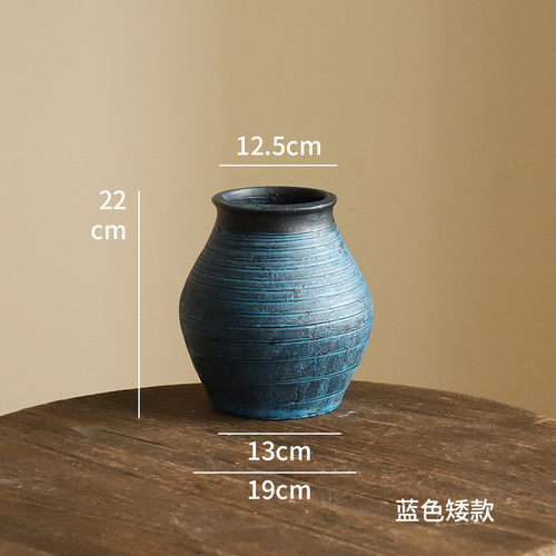 可代发土陶花瓶仿古做旧干花装饰摆件陶罐乡村田园手工粗陶
