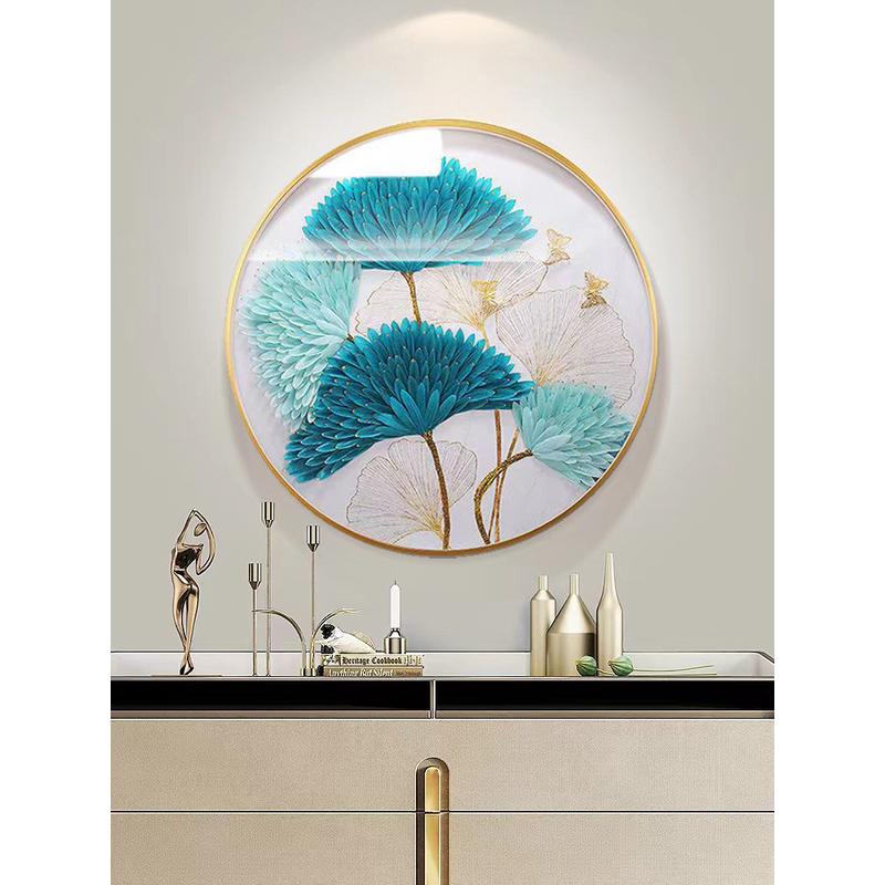 现代简约实物立体餐厅装饰画挂画圆形轻奢风入户玄关装饰壁画新款