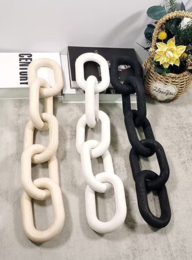 厂家直供木质链条乡村墙上装饰木质环链墙壁桌面装饰挂件背景装饰