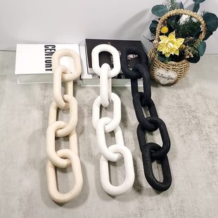 饰 饰挂件背景装 厂家直供木质链条乡村墙上装 饰木质环链墙壁桌面装