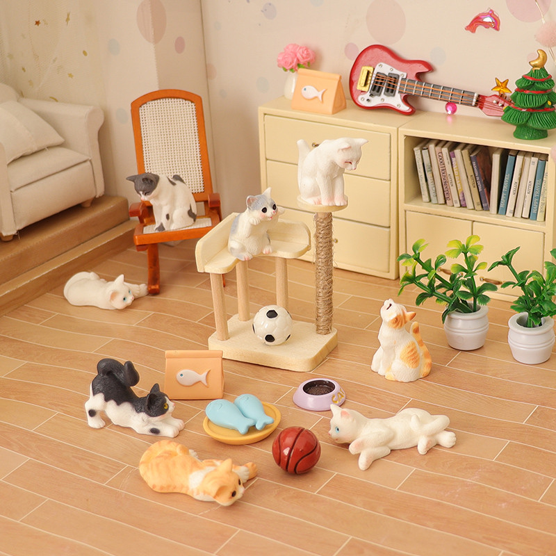 娃娃屋迷你木质猫咪猫爬架 BJD小布娃娃微缩家具场景道具模型配件
