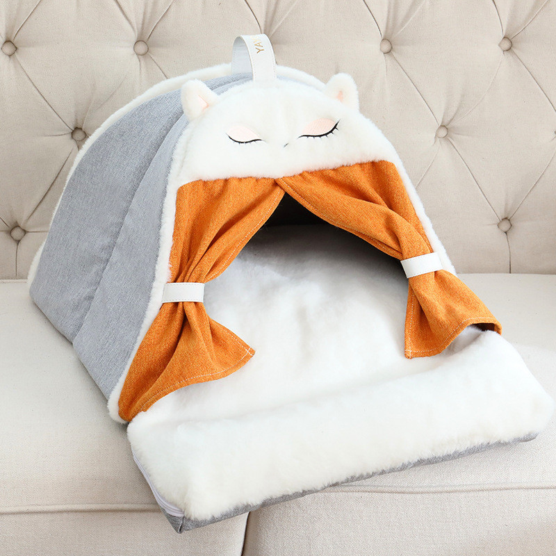 猫窝冬季保暖可拆洗猫咪床猫屋别墅宠物用品四季通用封闭式猫帐篷