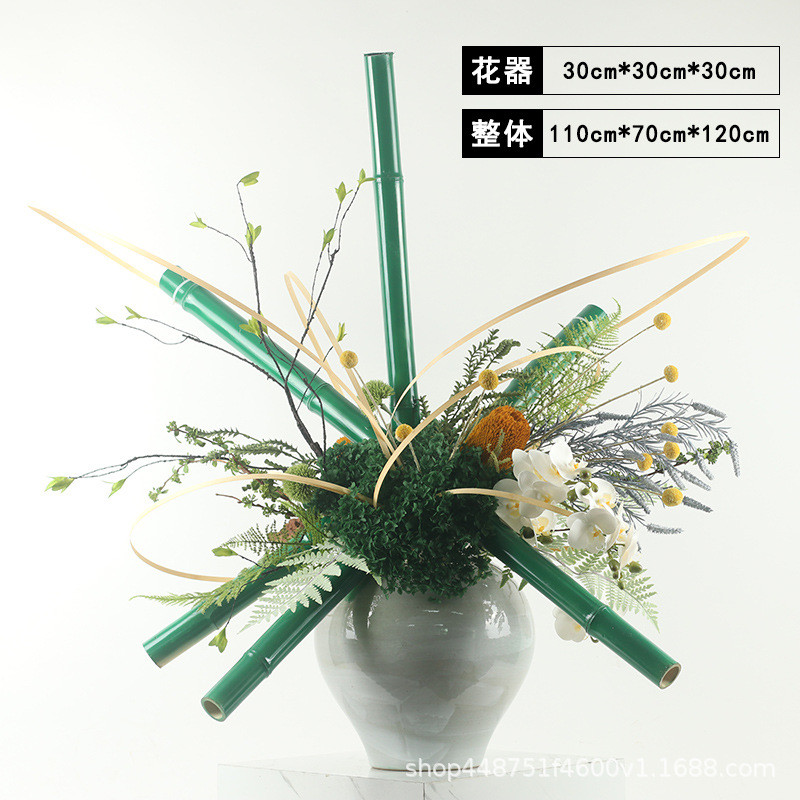 新中式花艺玄关桌家居摆件酒店大堂整体花艺装饰品样板房边几软装