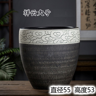 景德镇陶瓷鱼缸大号养荷花睡莲盆水缸庭院客厅书房摆件书画卷轴缸