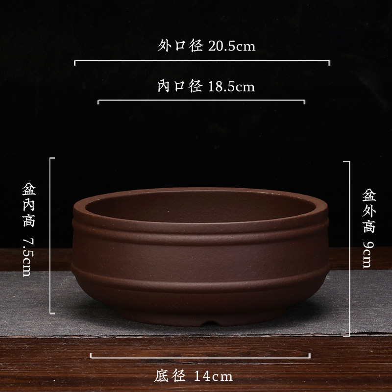 紫砂花盆透气圆形花卉桌面大口径绿植多肉植物菖蒲盆新款厂家批发