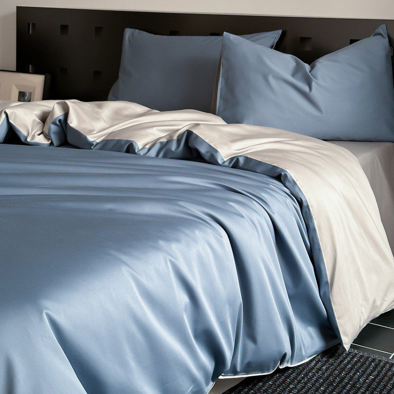 轻奢简约纯色全棉100贡缎长绒棉四件套单人床宿舍三件套丝滑出口