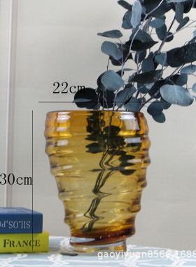 饰品质感简约现代玻璃花瓶摆件客厅插花家居样板房桌面软装厚重