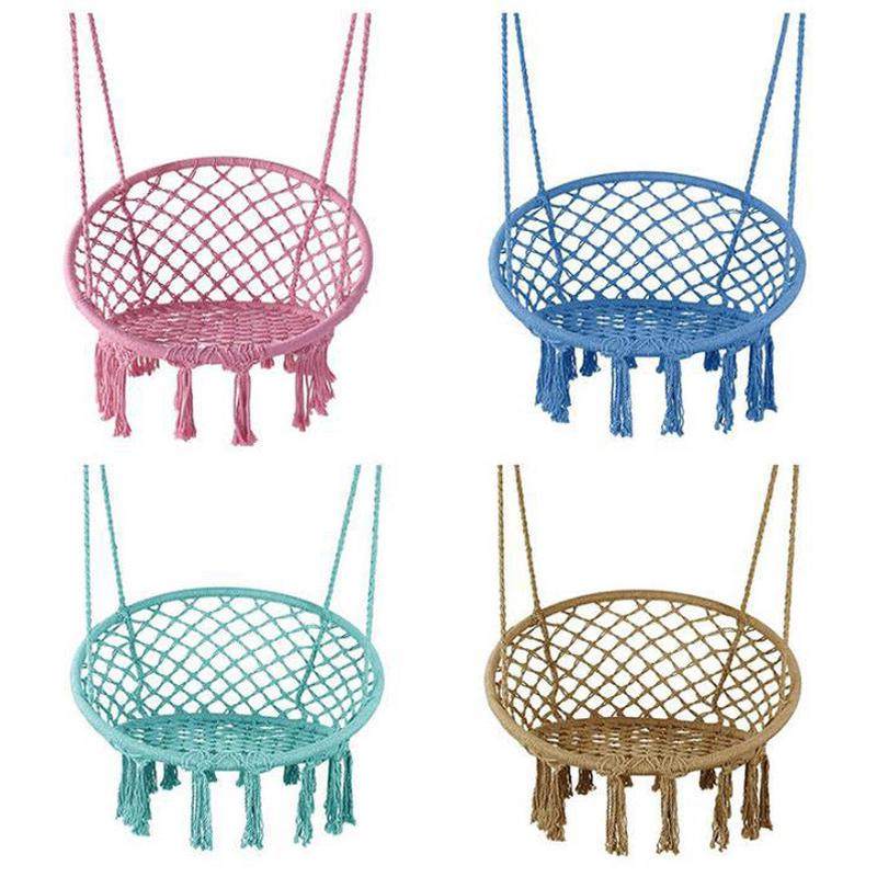 厂家直销吊篮ins吊椅北欧风吊床棉绳编织吊篮流苏秋千吊篮