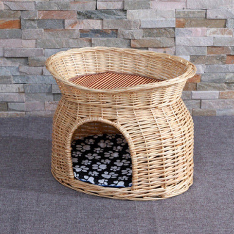 藤编猫窝四季通用全封闭式猫窝夏季凉窝猫别墅猫笼猫屋猫舍批发